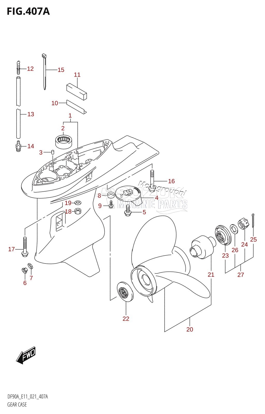 GEAR CASE ((DF70A,(DF70ATH,DF90ATH):E40,DF80A,DF90A,DF100B):020)