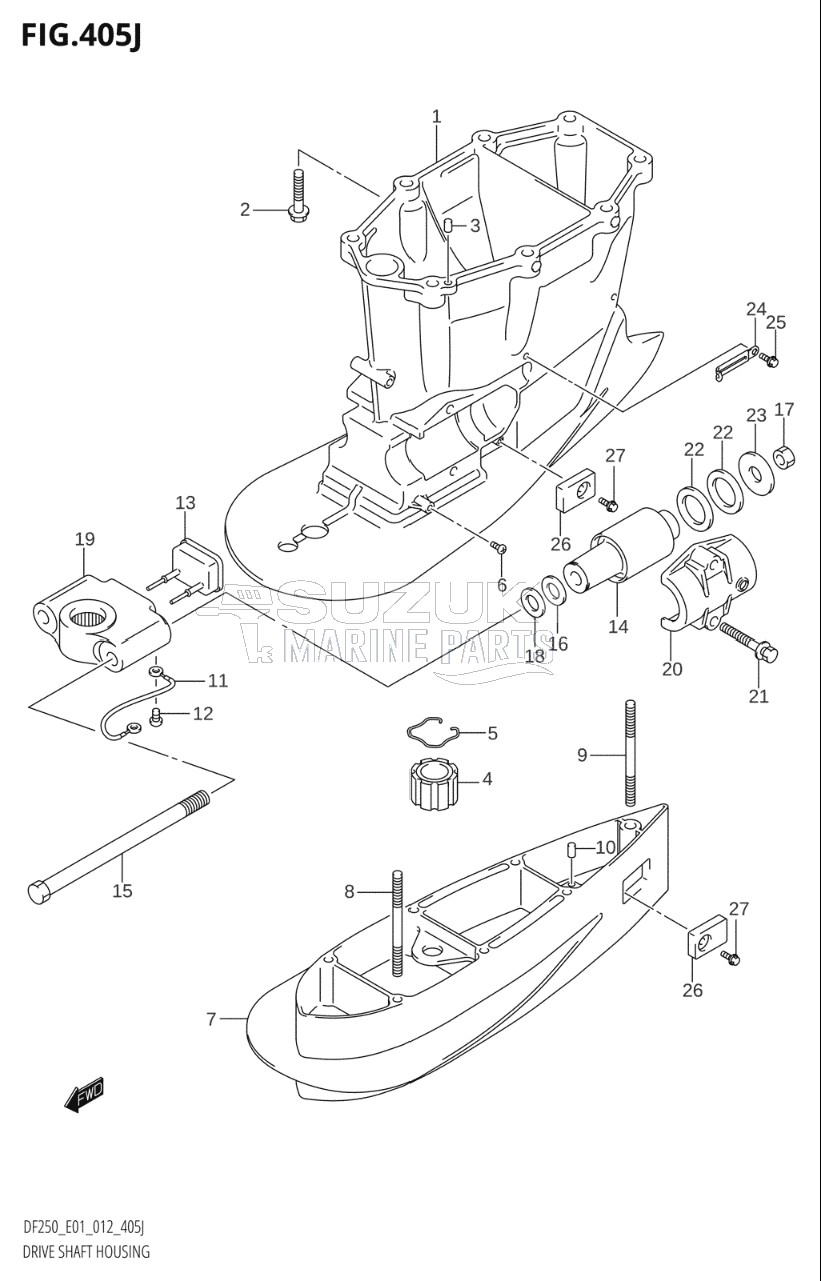 DRIVE SHAFT HOUSING (DF250T:E01:(X-TRANSOM,XX-TRANSOM))