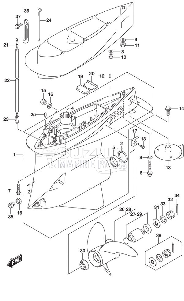 Gear Case S/N 610001 to 612132