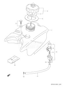 DT2 From 0201-351001 ()  1993 drawing FUEL TANK