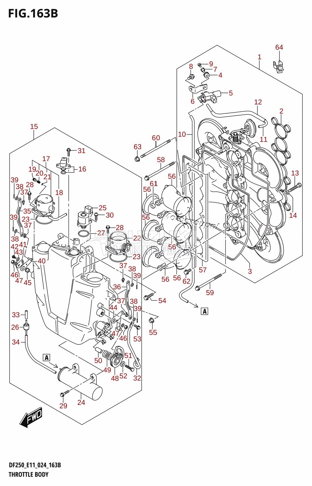 THROTTLE BODY ((DF225T,DF225Z,DF250T,DF250Z,DF250ST):(E11,E40,E03))