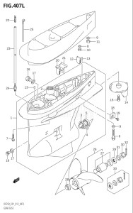 22503Z-210001 (2012) 225hp E01 E40-Gen. Export 1 - Costa Rica (DF225Z) DF225Z drawing GEAR CASE (DF250Z:E01)