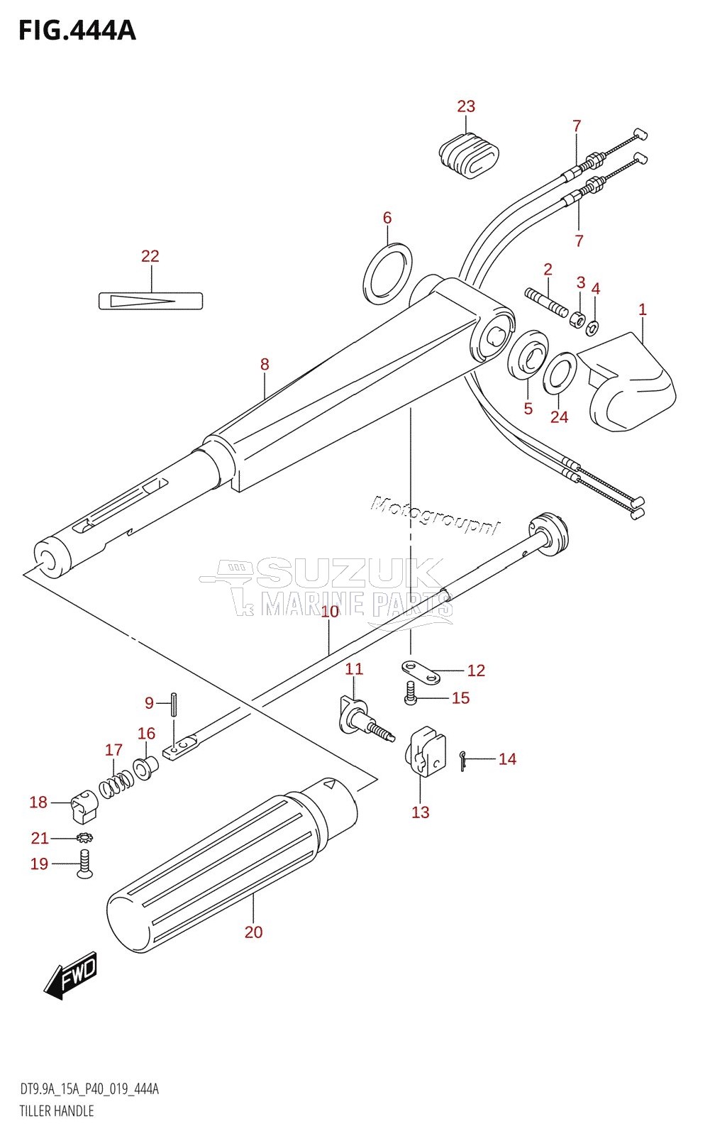 TILLER HANDLE (DT9.9A:P36,DT9.9A:P81,DT15A:P36,DT15A:P81)