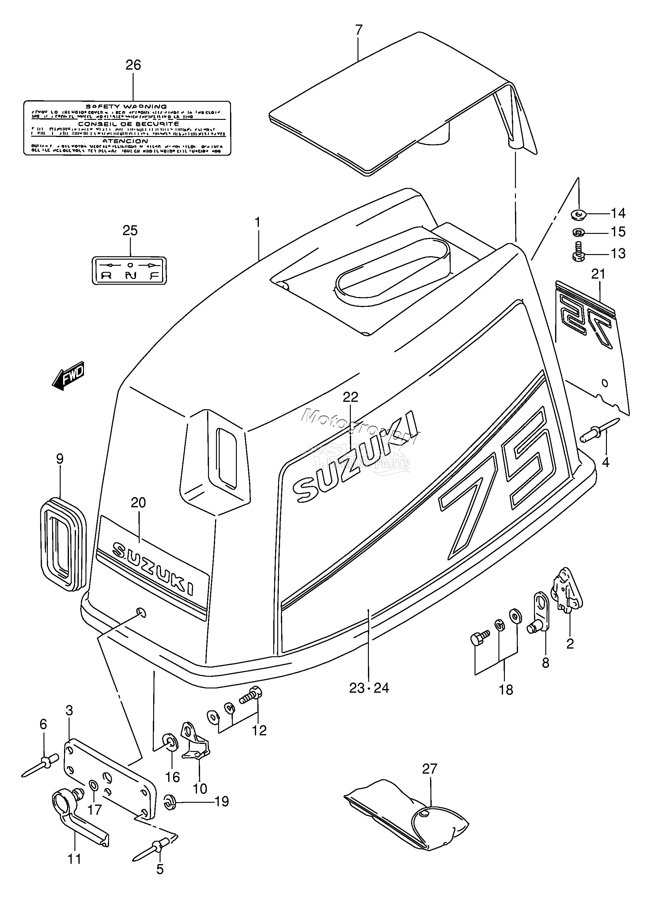 ENGINE COVER (DT75MQ /​ MODEL:89~94)