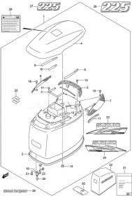 DF 225 drawing Engine Cover (White)