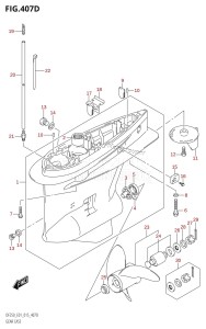 DF225Z From 22503Z-510001 (E01 E40)  2005 drawing GEAR CASE (DF200Z:E40)