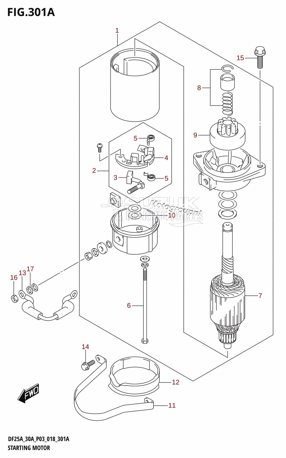 STARTING MOTOR (DF25A,DF25ATH,DF25AQ,DF30ATH)