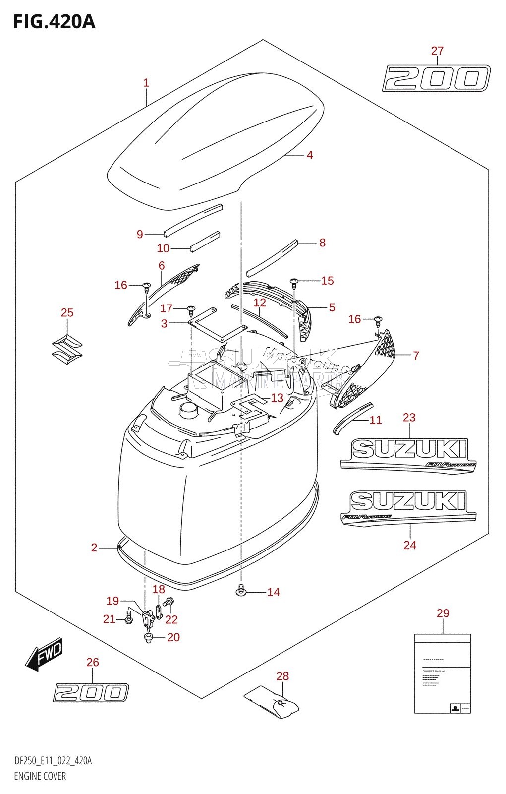 ENGINE COVER ((DF200T,DF200Z):020)