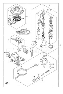 Outboard DF 9.9A drawing Starting Motor w/Manual Starter