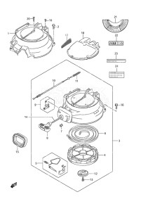 Outboard DF 25 V-Twin drawing Magneto Cover/Recoil Starter/Silencer