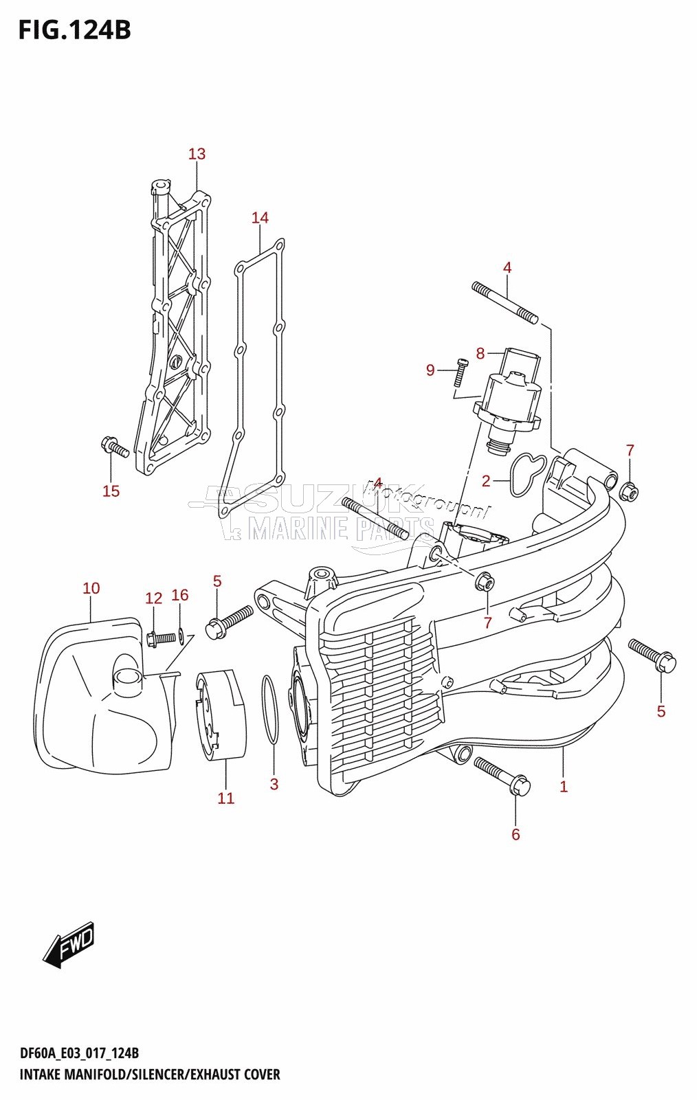 INTAKE MANIFOLD /​ SILENCER /​ EXHAUST COVER (DF50A:E03)