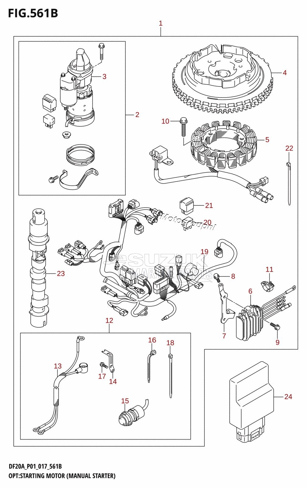 OPT:STARTING MOTOR (MANUAL STARTER) (DF15A:P01:M-STARTER)