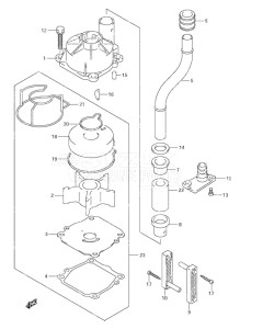 Outboard DF 90 drawing Water Pump (S/N 680686 & Newer)