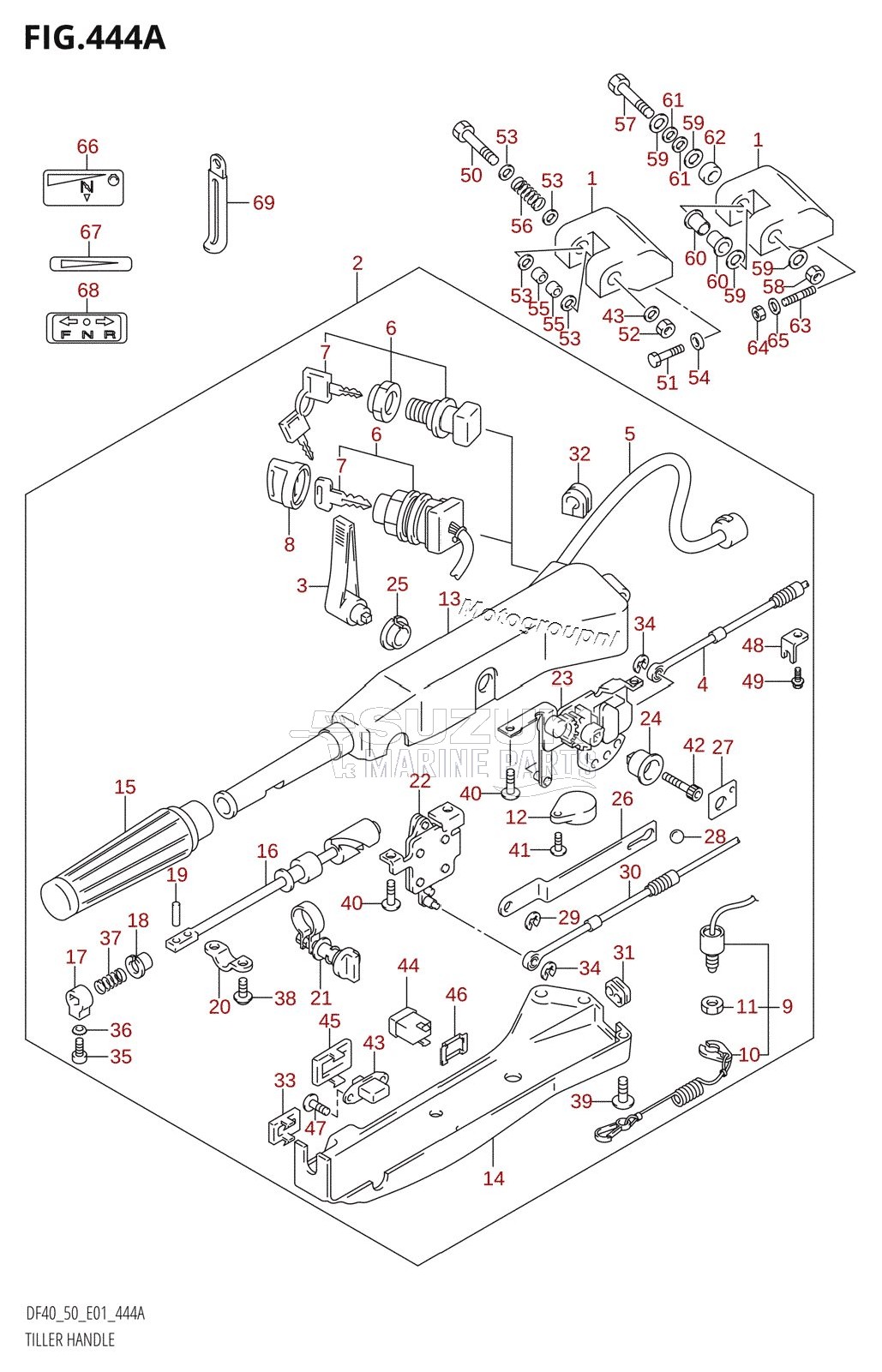 TILLER HANDLE (DF40QH,DF50QH,DF50WQH,DF50TH)