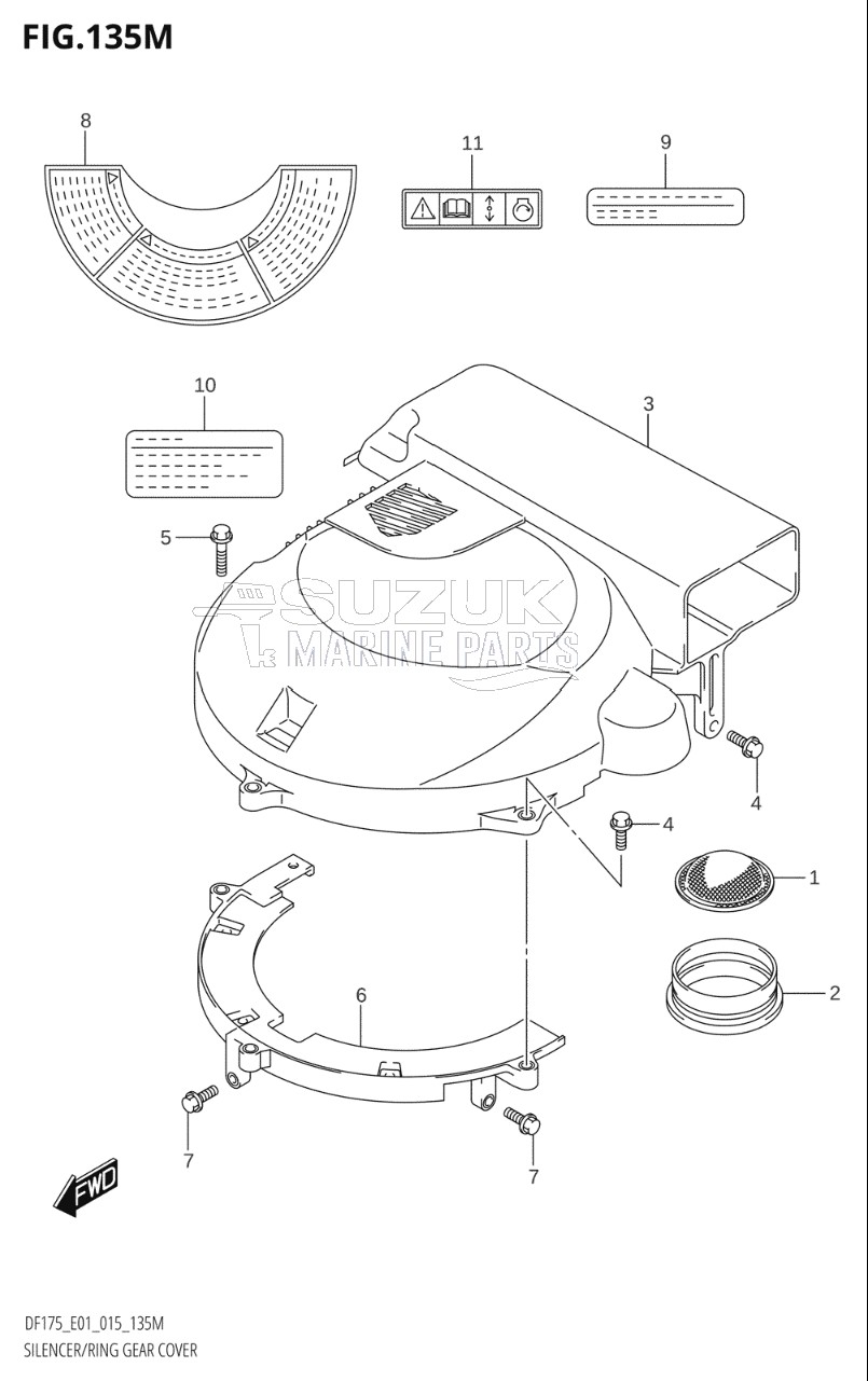 SILENCER / RING GEAR COVER (DF175TG:E40)