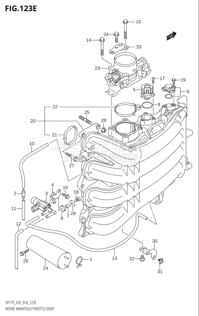 INTAKE MANIFOLD / THROTTLE BODY (DF175T:E03)