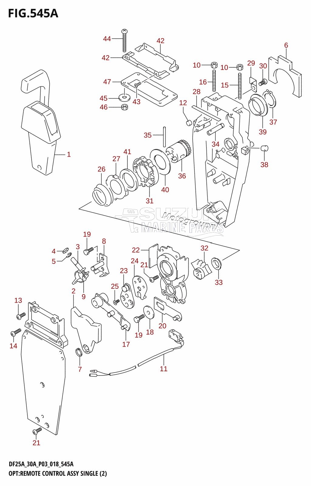 OPT:REMOTE CONTROL ASSY SINGLE (2) (DF25AT,DF30AT)