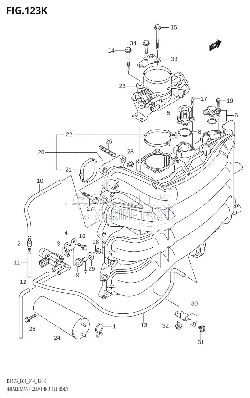 INTAKE MANIFOLD / THROTTLE BODY (DF175T:E40)