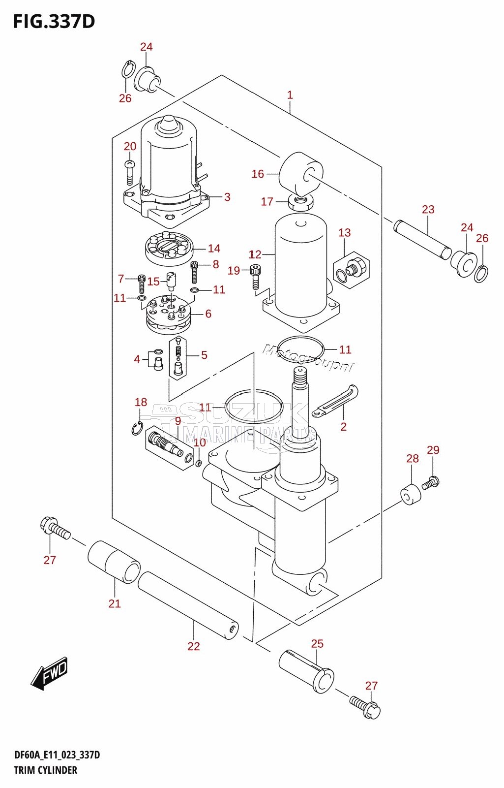 TRIM CYLINDER ((DF40AST,DF60A,DF60ATH):(022,023))