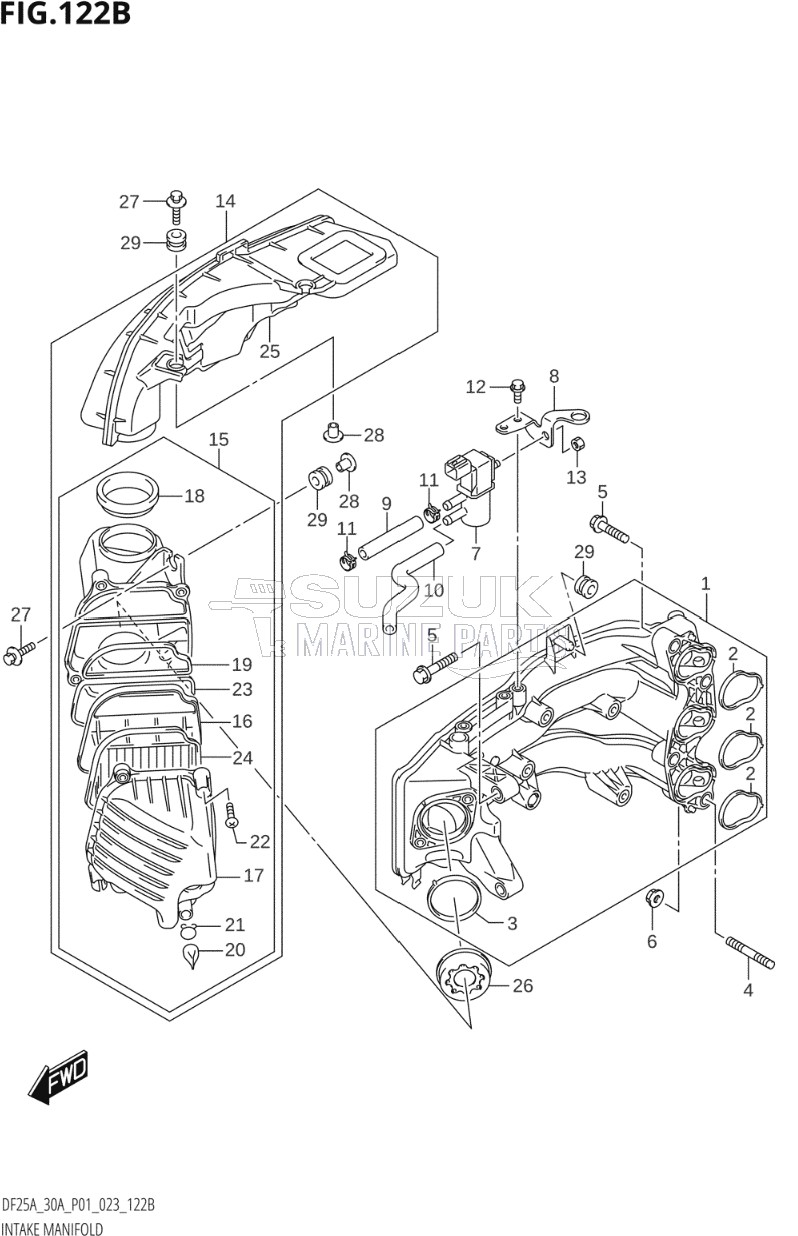 INTAKE MANIFOLD (021:(DF25A,DF25AR,DF25AT,DF25ATH),(022,023):(DF25A,DF25AT,DF25ATH))