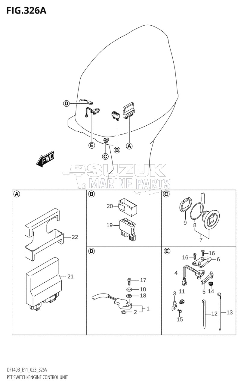 PTT SWITCH / ENGINE CONTROL UNIT (DF140BT,DF140BZ)