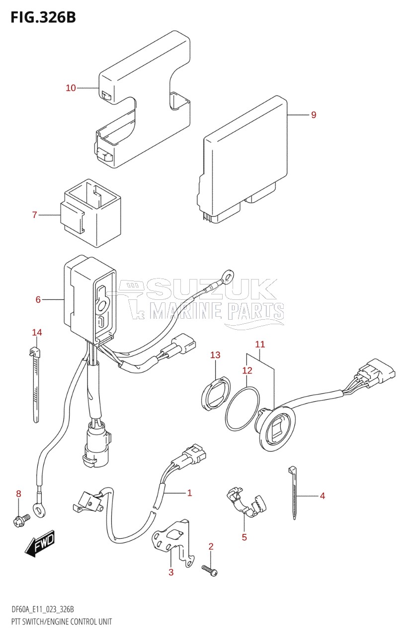 PTT SWITCH / ENGINE CONTROL UNIT ((DF40A,DF40ATH,DF40AST,DF50A,DF50ATH,DF60A,DF60ATH,DF50AVT,DF60AVT,DF40ASVT,DF60AVTH):023)