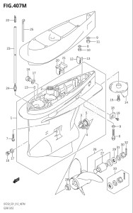 22503Z-210001 (2012) 225hp E01 E40-Gen. Export 1 - Costa Rica (DF225Z) DF225Z drawing GEAR CASE (DF250Z:E40)