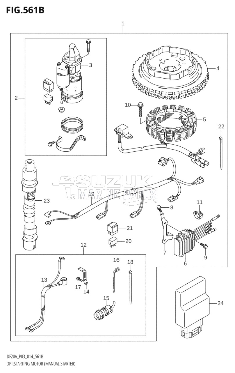 OPT:STARTING MOTOR (MANUAL STARTER) (DF15A:P03:M-STARTER)