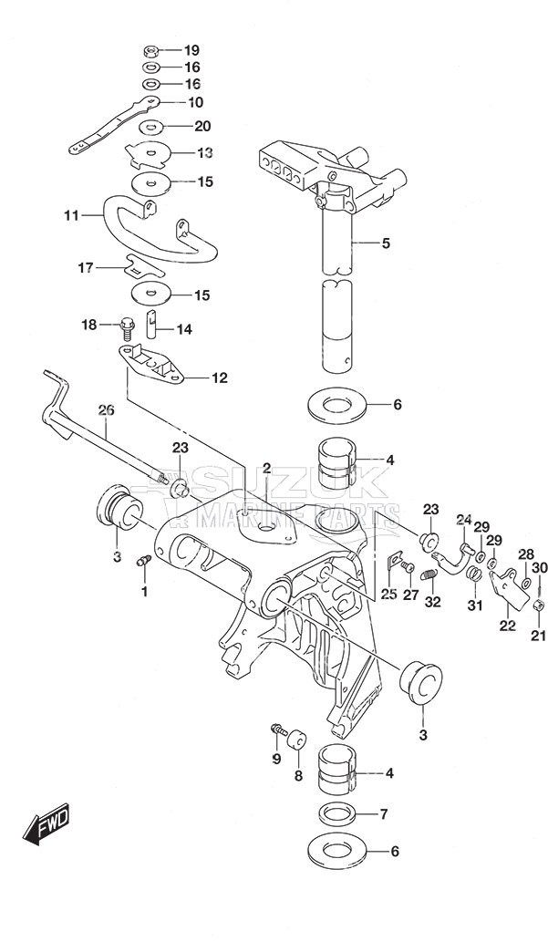 Swivel Bracket Tiller Handle w/Power Tilt