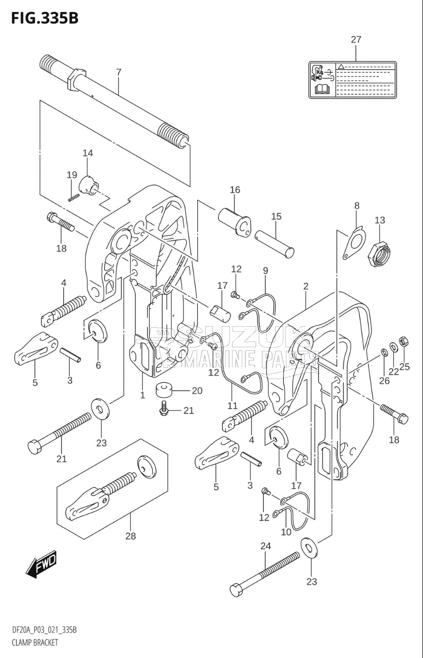 CLAMP BRACKET (DF9.9BT,DF9.9BTH,DF15ATH,DF20AT,DF20ATH)