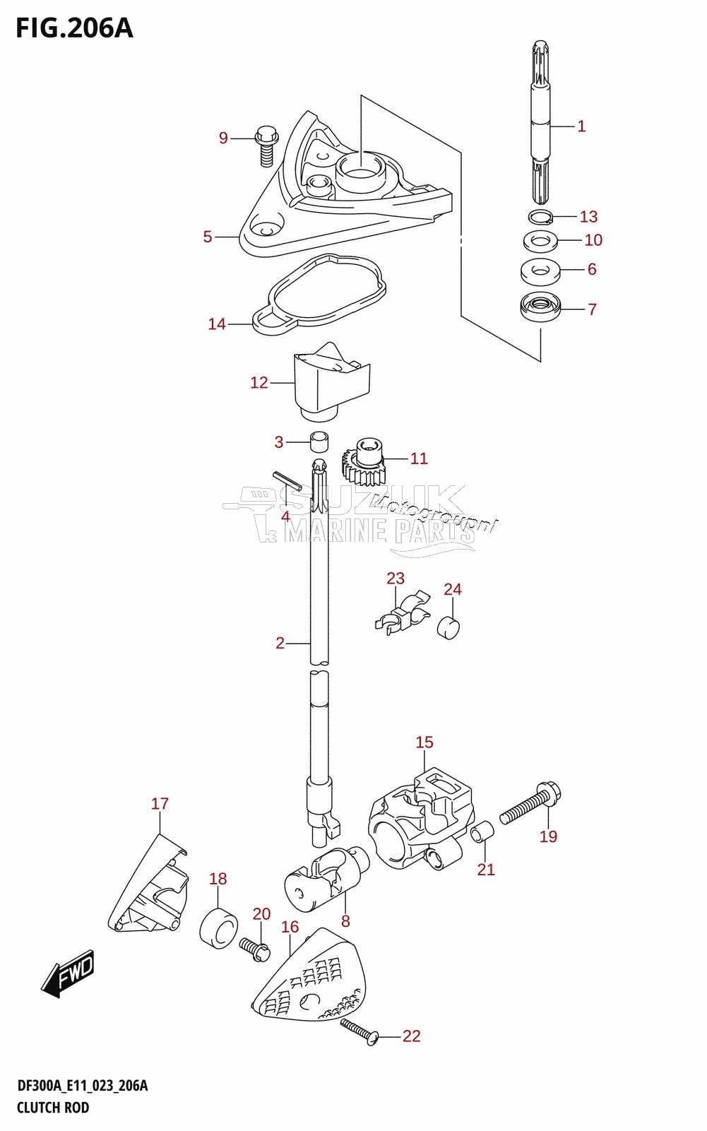 CLUTCH ROD (DF300A,DF250A)