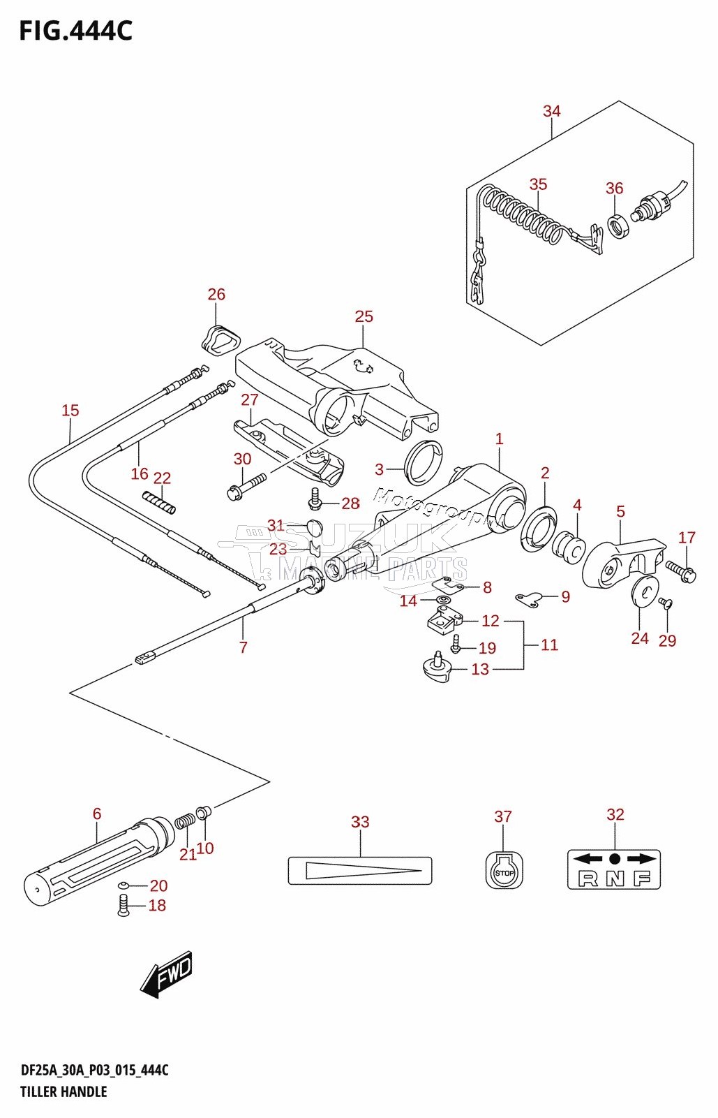 TILLER HANDLE (DF25AQ:P03)