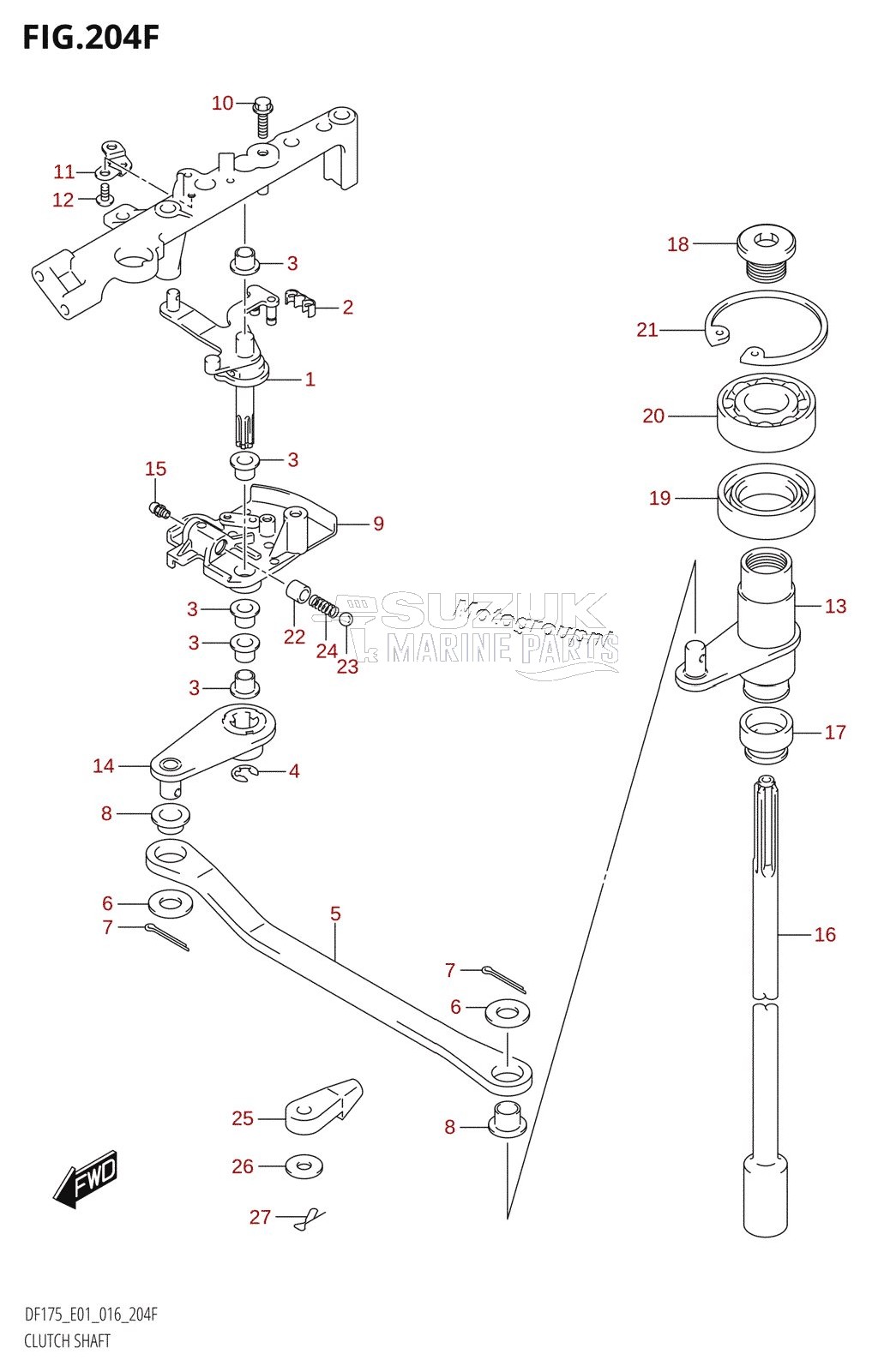 CLUTCH SHAFT (DF150Z:E40)