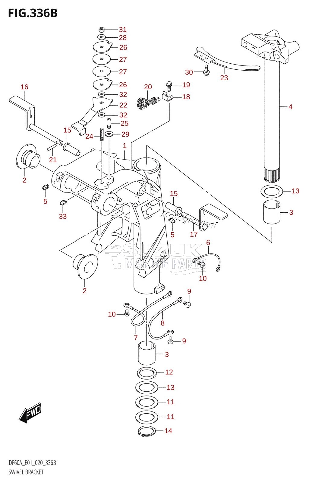 SWIVEL BRACKET (DF40AQH:E01,DF40ATH:E01,DF50ATH:E01)