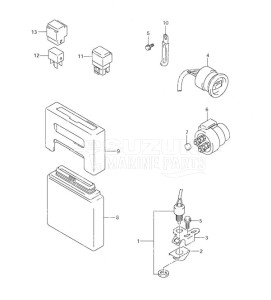 DF 90 drawing PTT Switch Engine Control Unit (2001 to 2003)