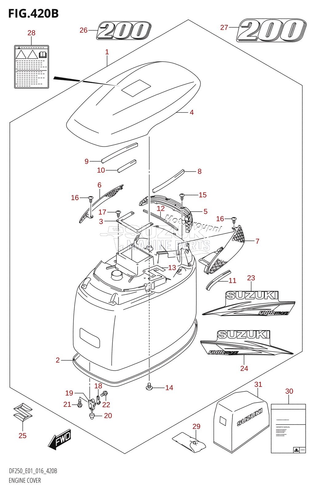 ENGINE COVER (DF200T:E01,DF200Z:E01)