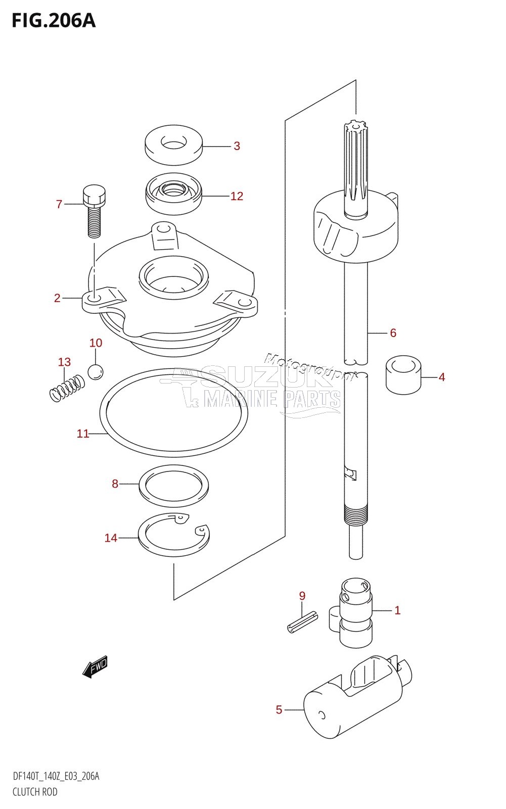 CLUTCH ROD (DF140T:(K2,K3,K4,K5,K6))