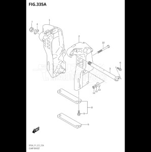 10004F-240001 (2022) 100hp E01 E40-Gen. Export 1 - Costa Rica (DF100BT  DF140Z) DF100B drawing CLAMP BRACKET (SEE NOTE)