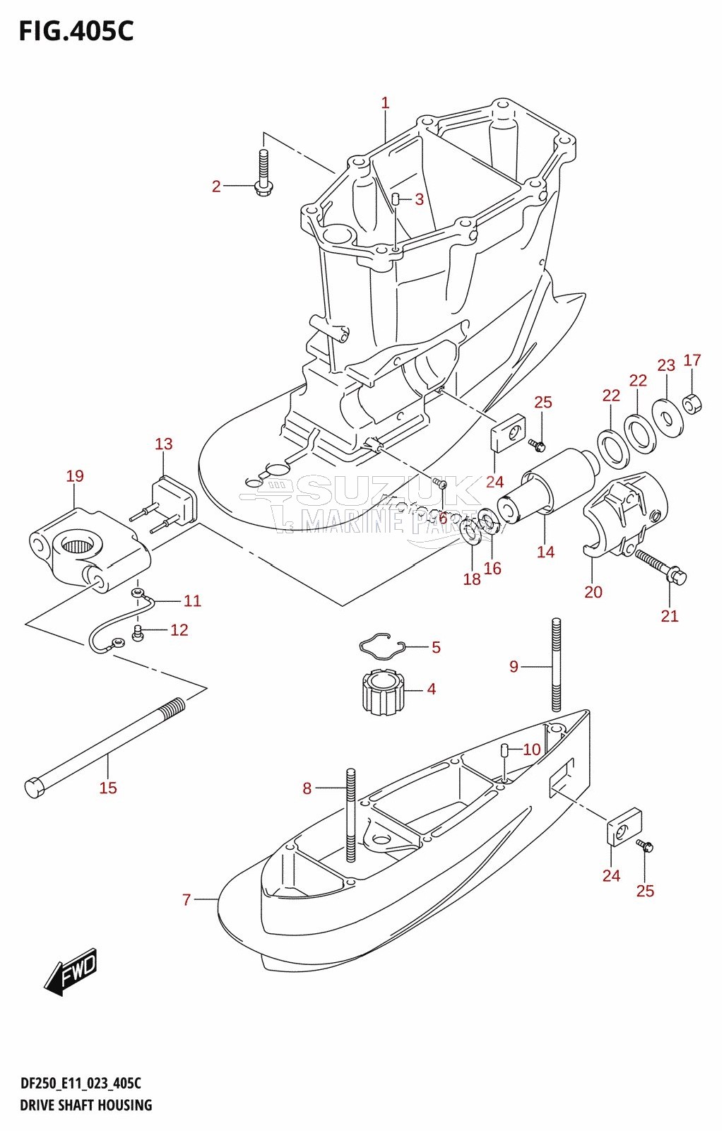 DRIVE SHAFT HOUSING ((DF250T,DF250Z,DF225T,DF225Z,DF200T,DF200Z):XX-TRANSOM)