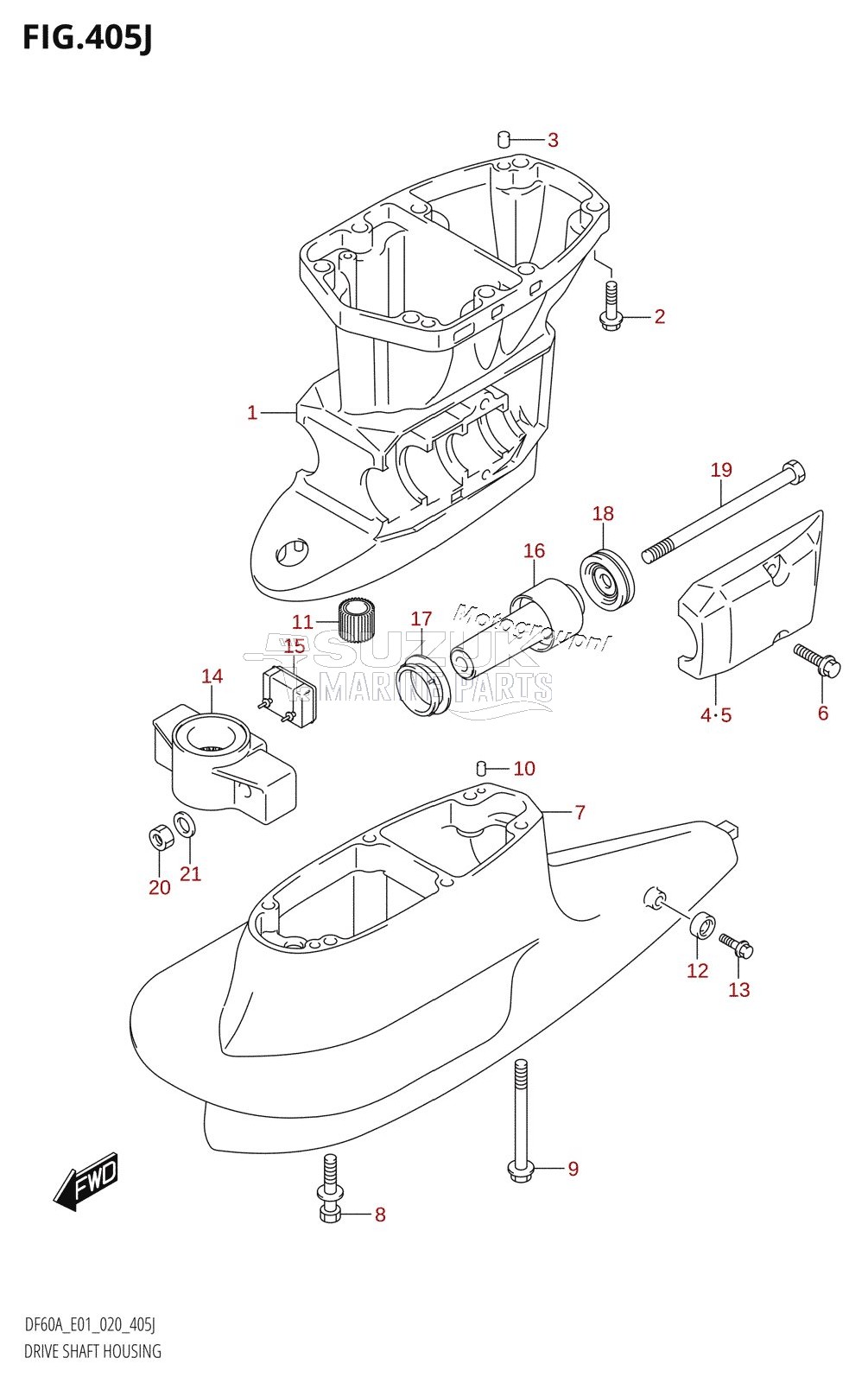 DRIVE SHAFT HOUSING (DF60AVT:E01,DF60AVT:E40)