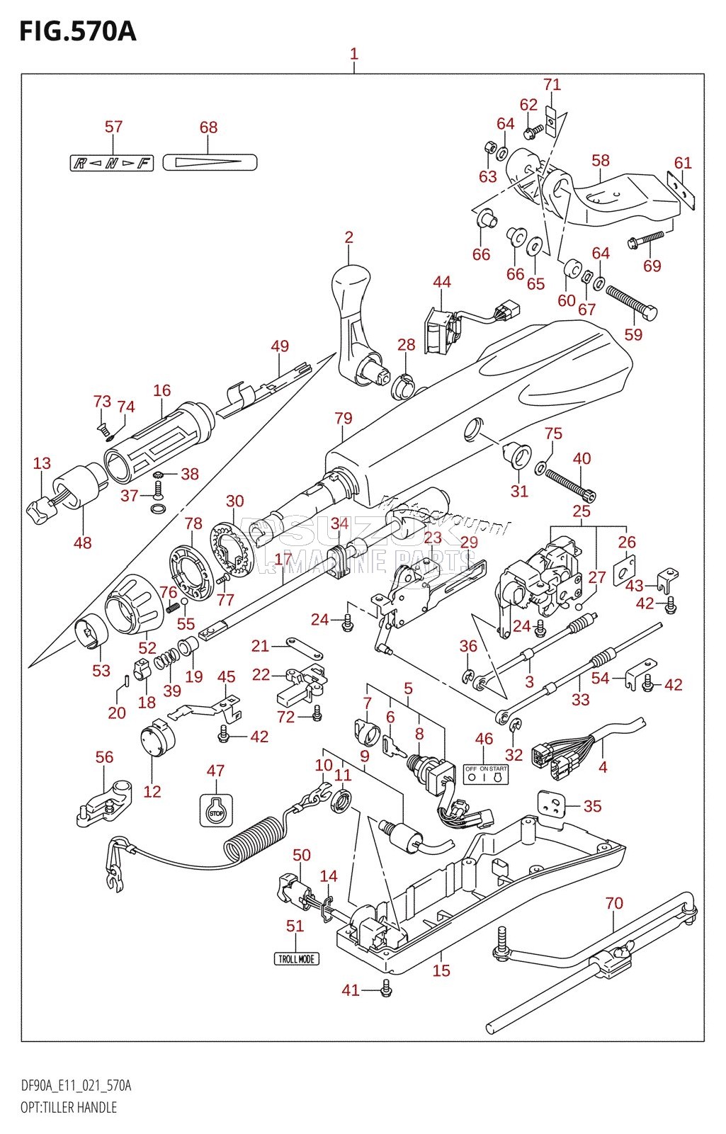 OPT:TILLER HANDLE (DF70A,DF80A,DF90A,DF100B)