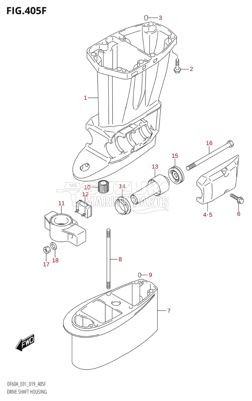 DRIVE SHAFT HOUSING (DF60ATH:E01,DF60ATH:E40)