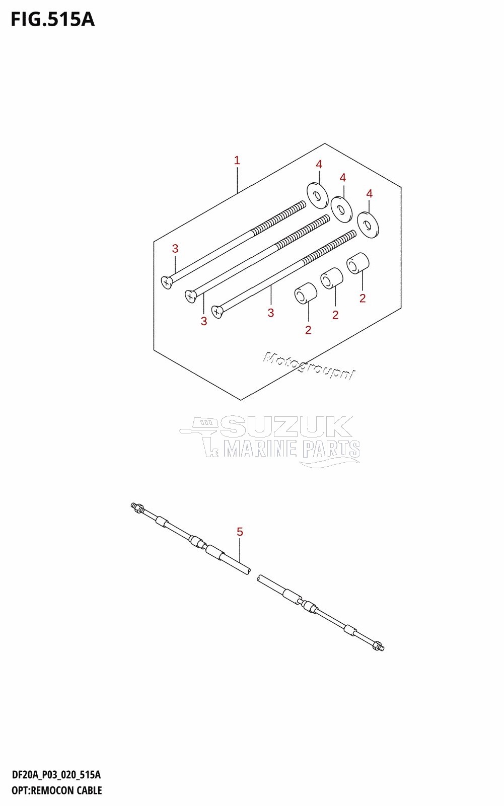 OPT:REMOCON CABLE (DF9.9B,DF9.9BT,DF15A,DF20A,DF20AT)