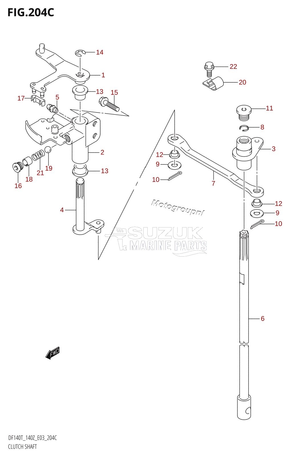 CLUTCH SHAFT (K6,K7,K8,K9,K10,011)