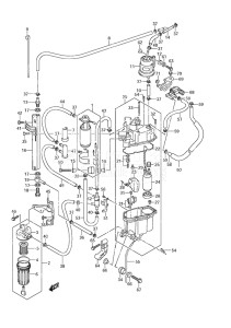 Outboard DF 225 drawing Fuel Pump/Fuel Vapor Separator (S/N 110001 & Newer)