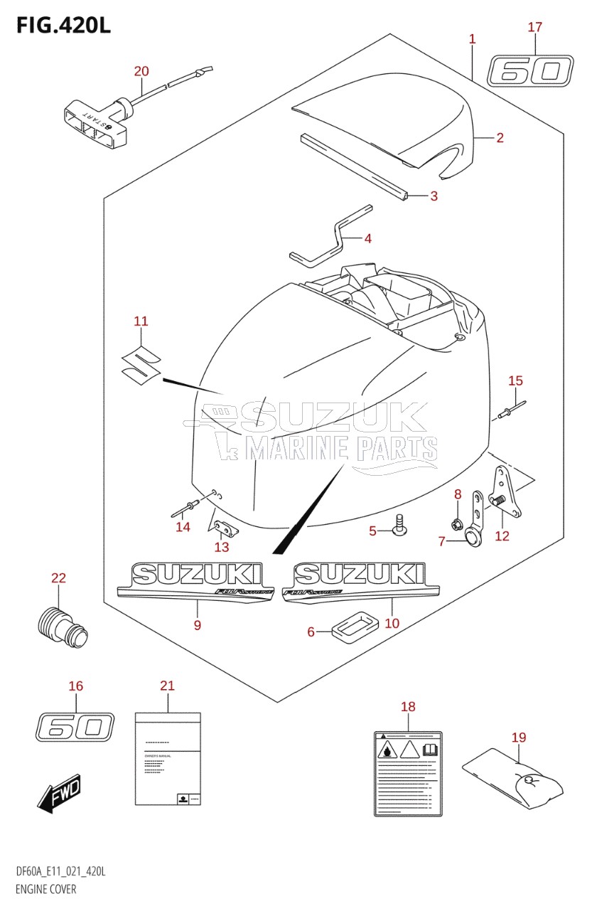 ENGINE COVER ((DF60A,DF60ATH,DF60AVT):E01:020)