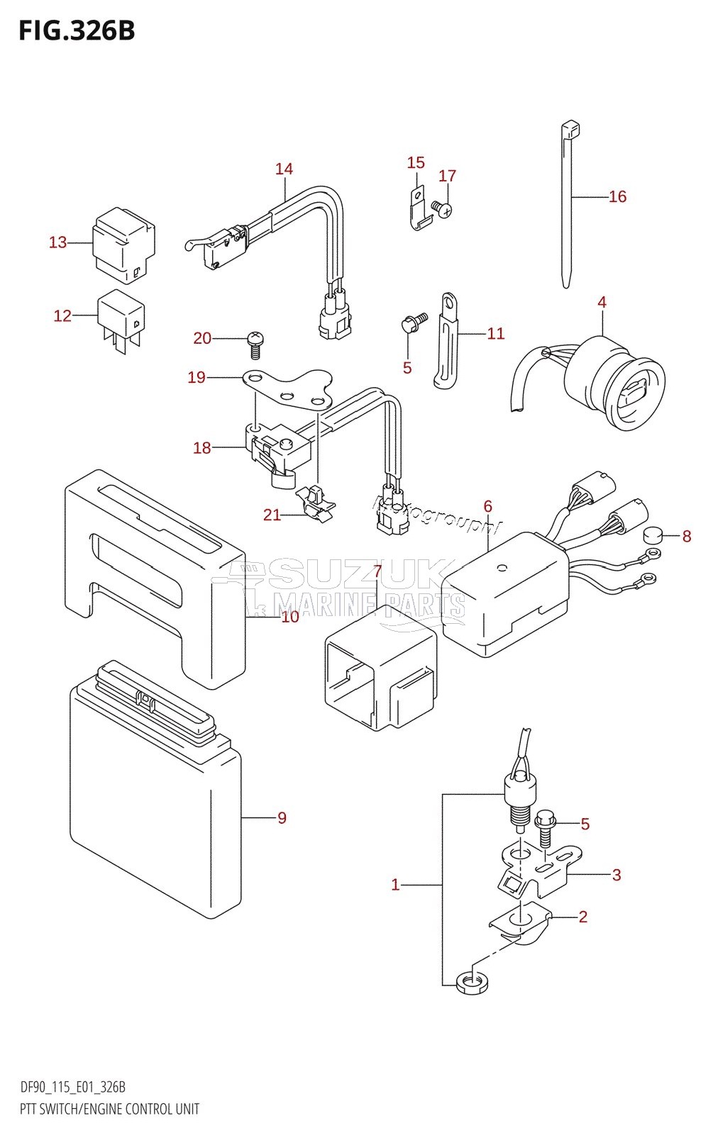 PTT SWITCH /​ ENGINE CONTROL UNIT (K4,K5,K6,K7,K8,K9,K10,011)