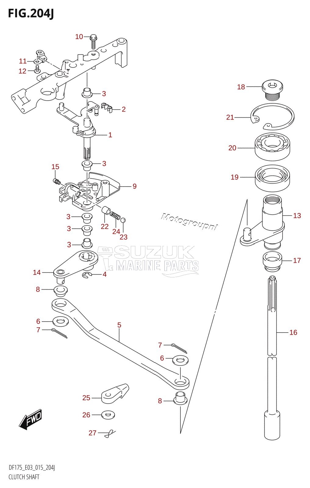 CLUTCH SHAFT (DF150ST:E03)