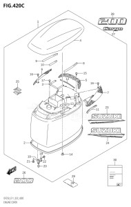 22503Z-140001 (2021) 225hp E11 E40-Gen. Export 1-and 2 (DF225Z) DF225Z drawing ENGINE COVER ((DF200T,DF200Z):(022,023))