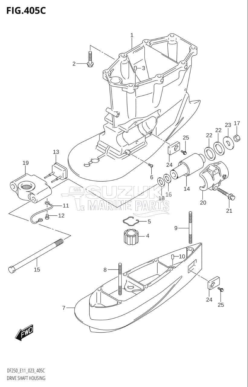 DRIVE SHAFT HOUSING ((DF250T,DF250Z,DF225T,DF225Z,DF200T,DF200Z):XX-TRANSOM)